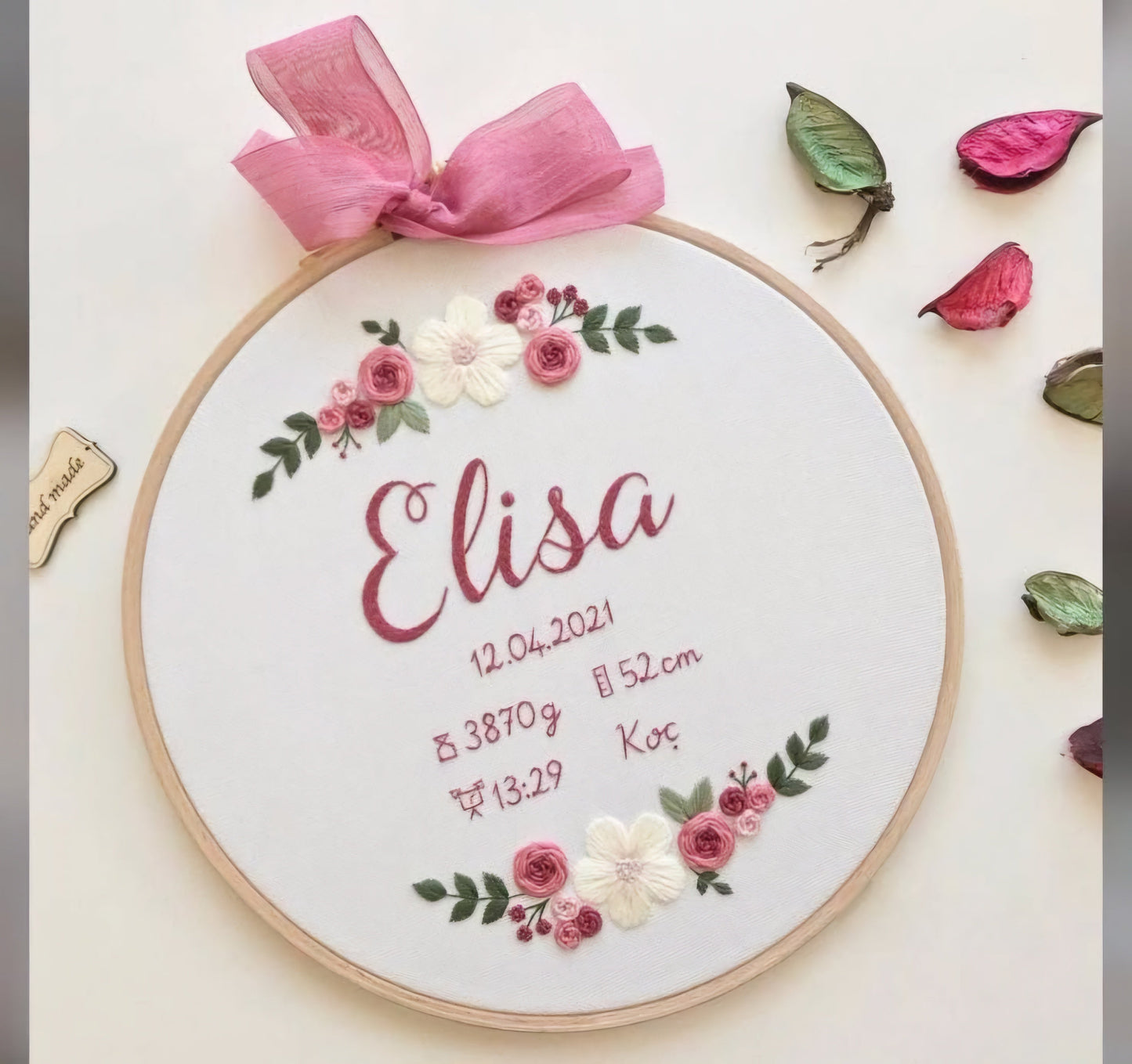 Personalized Baby Welcome Embroidery Frame | Custom Newborn Birth Gift