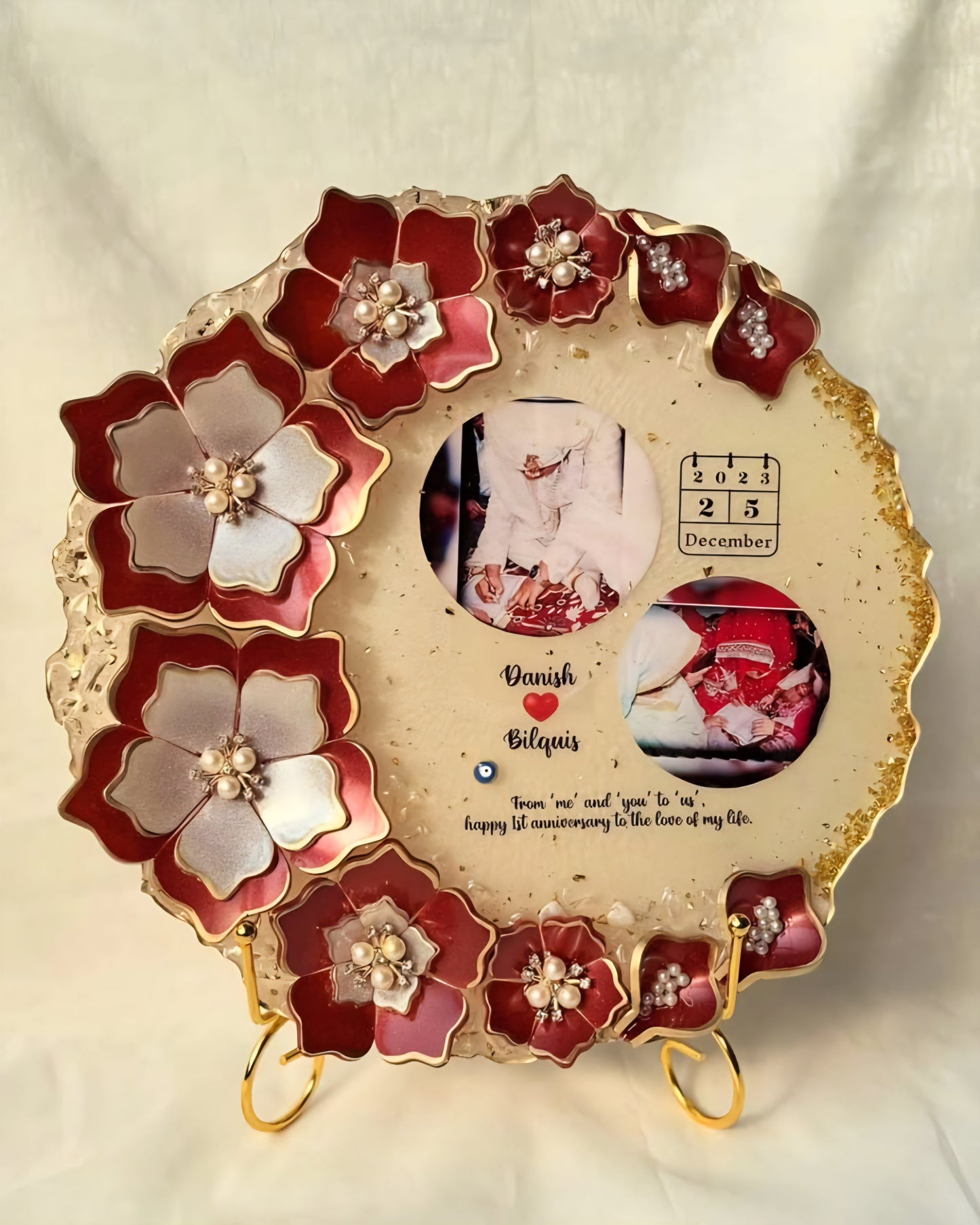 Floral Resin Photo Calendar Frame
