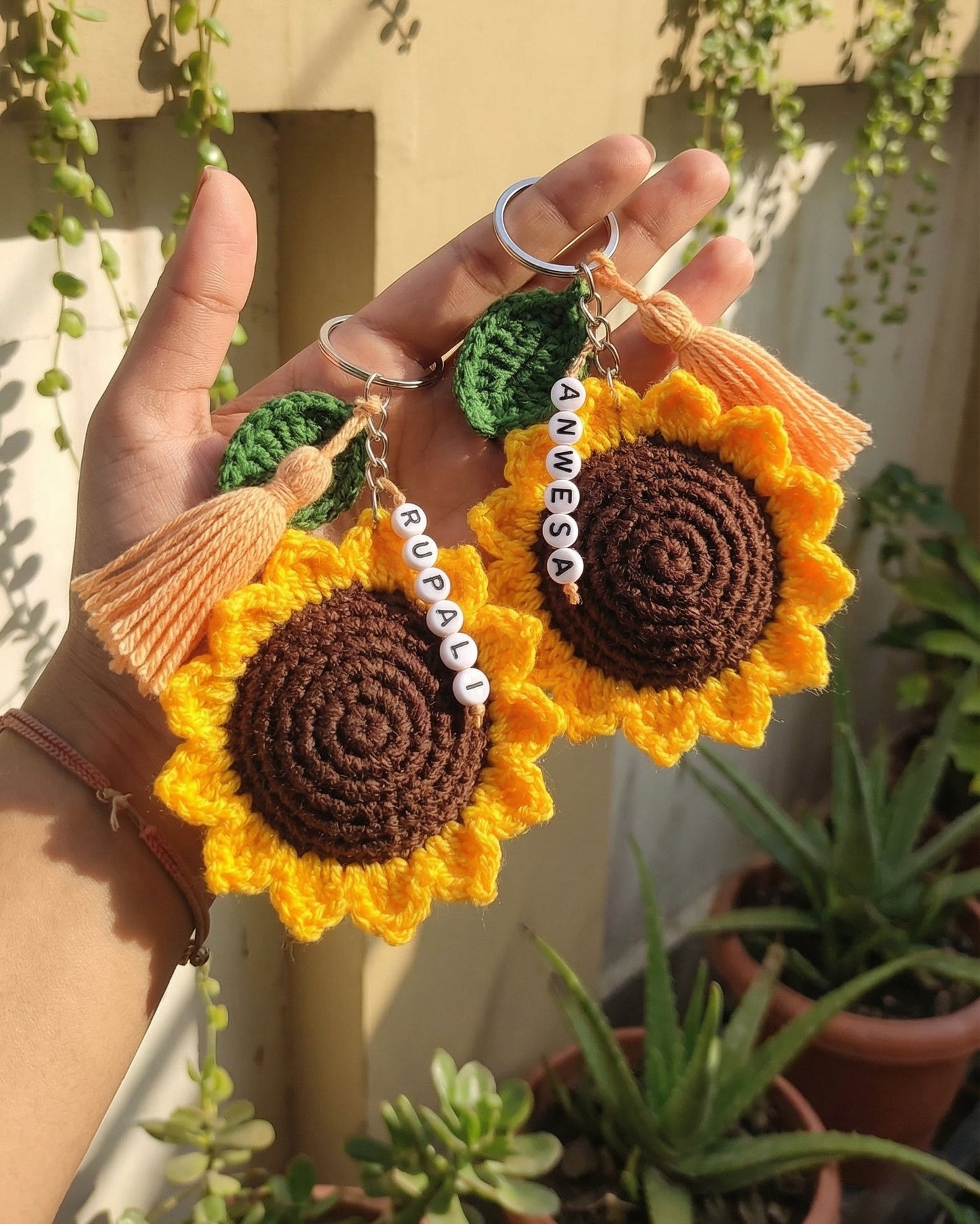 Crochet Sunflower Keychain