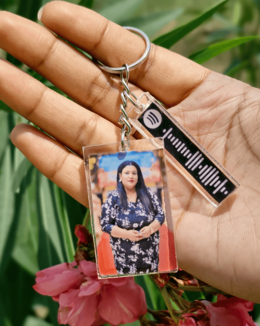 Custom Spotify Code Photo Keychain | Personalized Scannable Song Gift