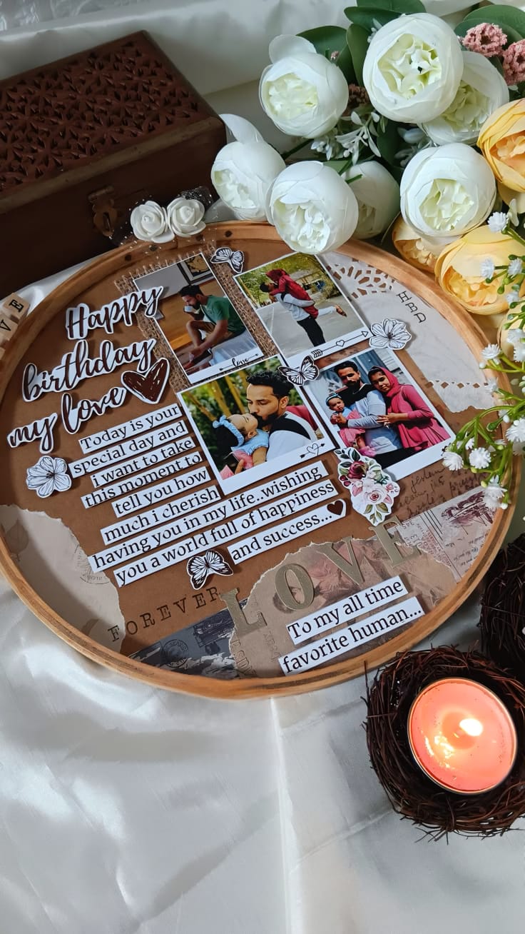 Round Aesthetic Photo Frame | Personalized Scrapbook Hoop Art Gift