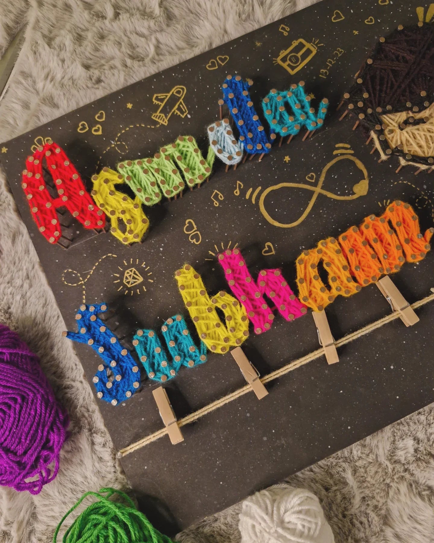 Unique Anniversary & Wedding Gift with Names & Date | Custom String Art