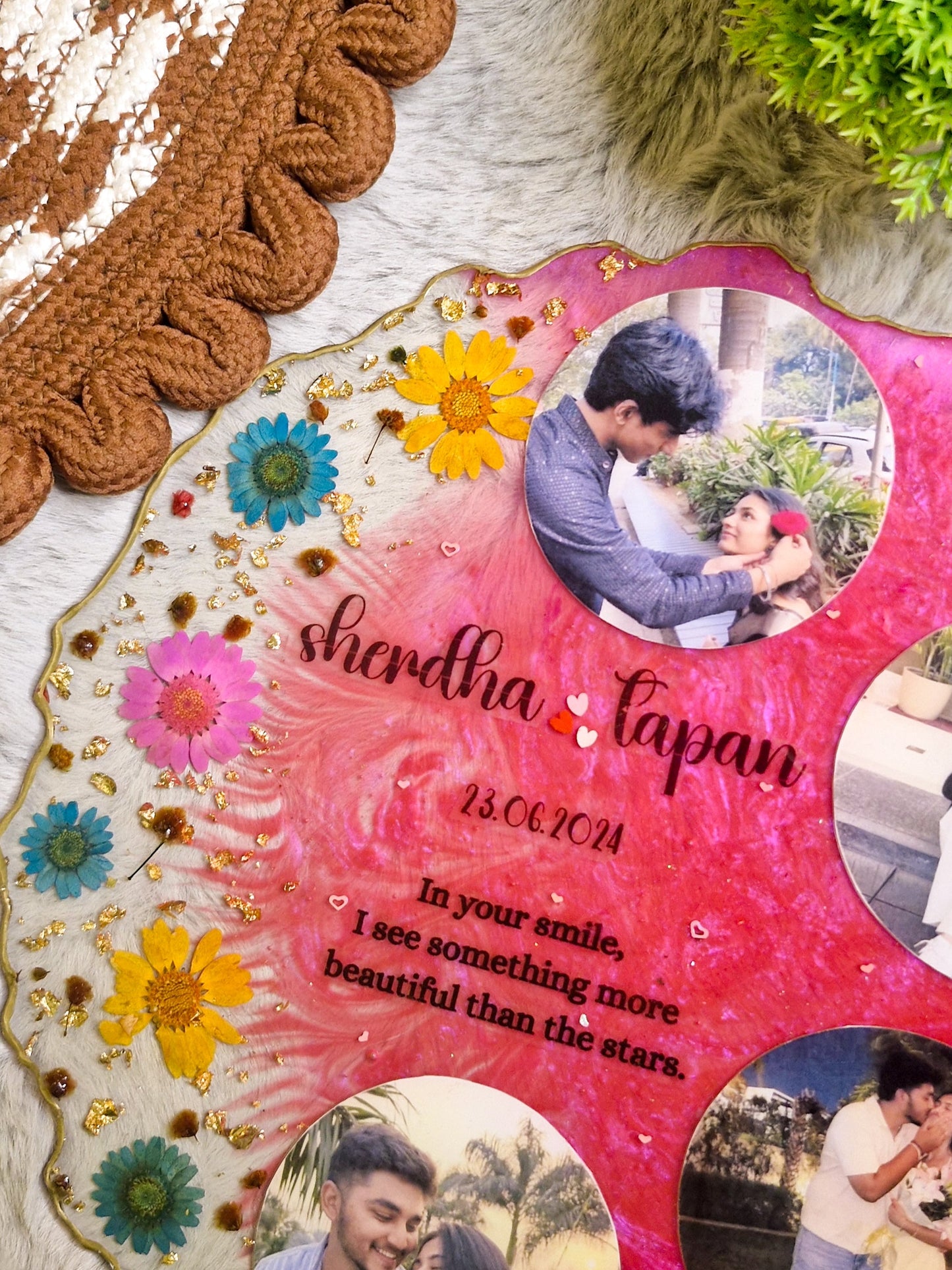 Resin Photo Frame with Couple's Name, Date & Quote | Personalized Keepsake