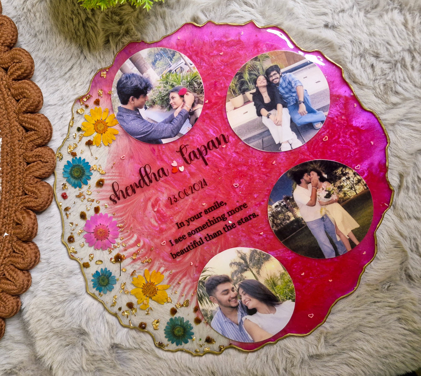 Resin Photo Frame with Couple's Name, Date & Quote | Personalized Keepsake