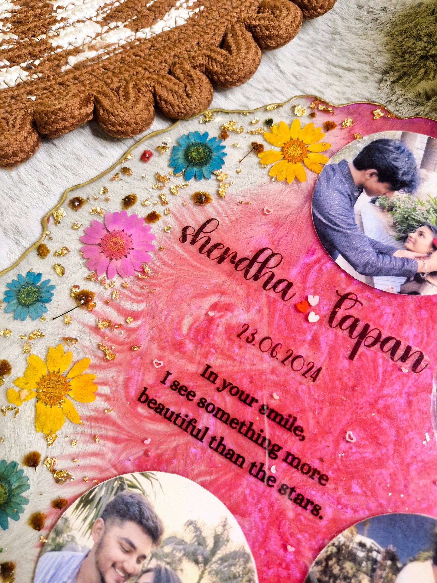 Resin Photo Frame with Couple's Name, Date & Quote | Personalized Keepsake