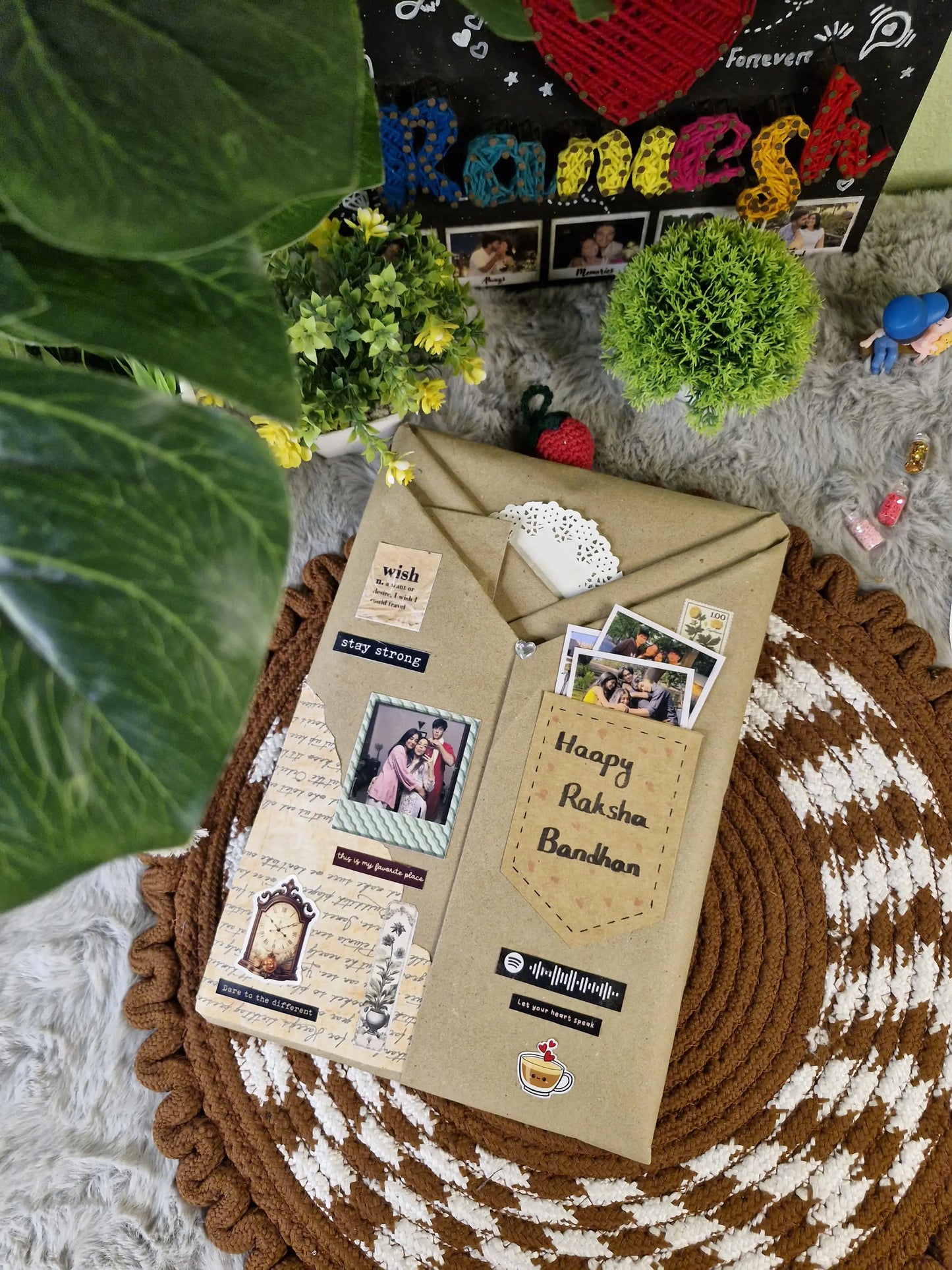 Personalized Rakhi Gift Hamper | Photo Collage Keychain Album Set for Brother