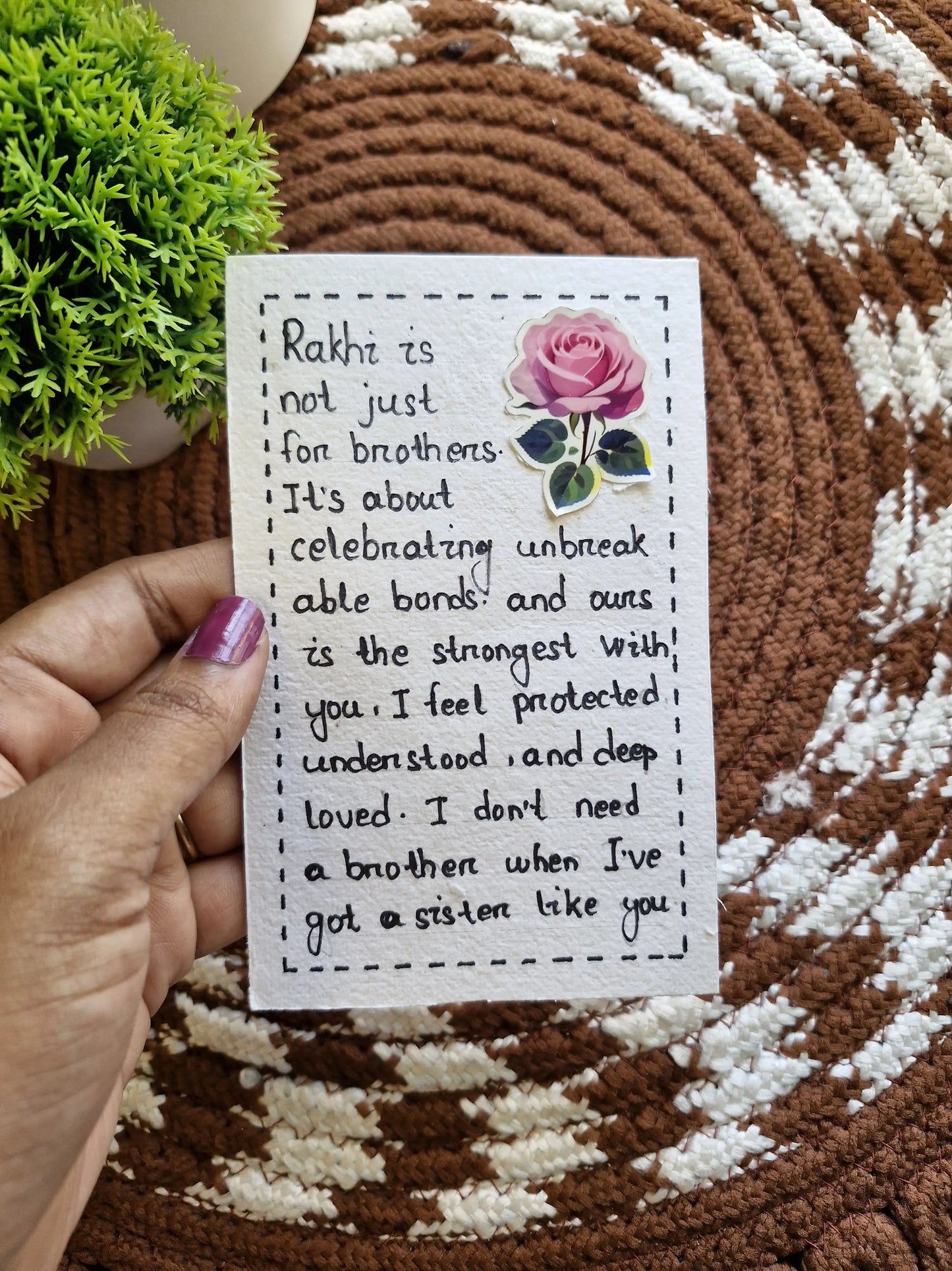 Personalized Rakhi Gift Hamper | Photo Frame Keychain Card Set for Brother