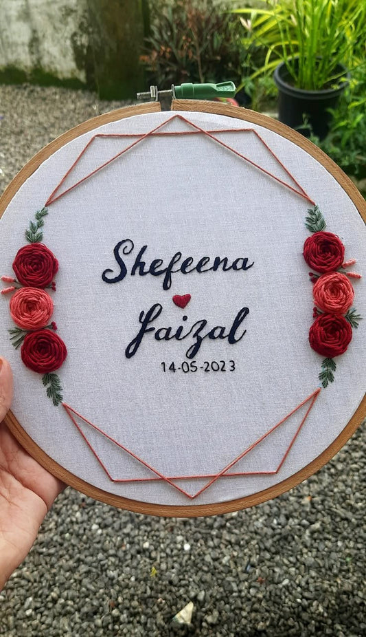 Personalized Couple Name Embroidery Hoop | Custom Anniversary Gift