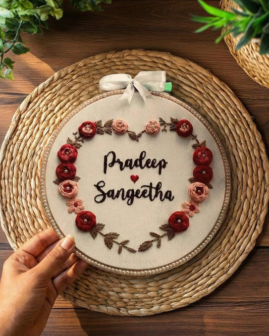 Personalized Couple Name Embroidery Hoop | Custom Anniversary Gift