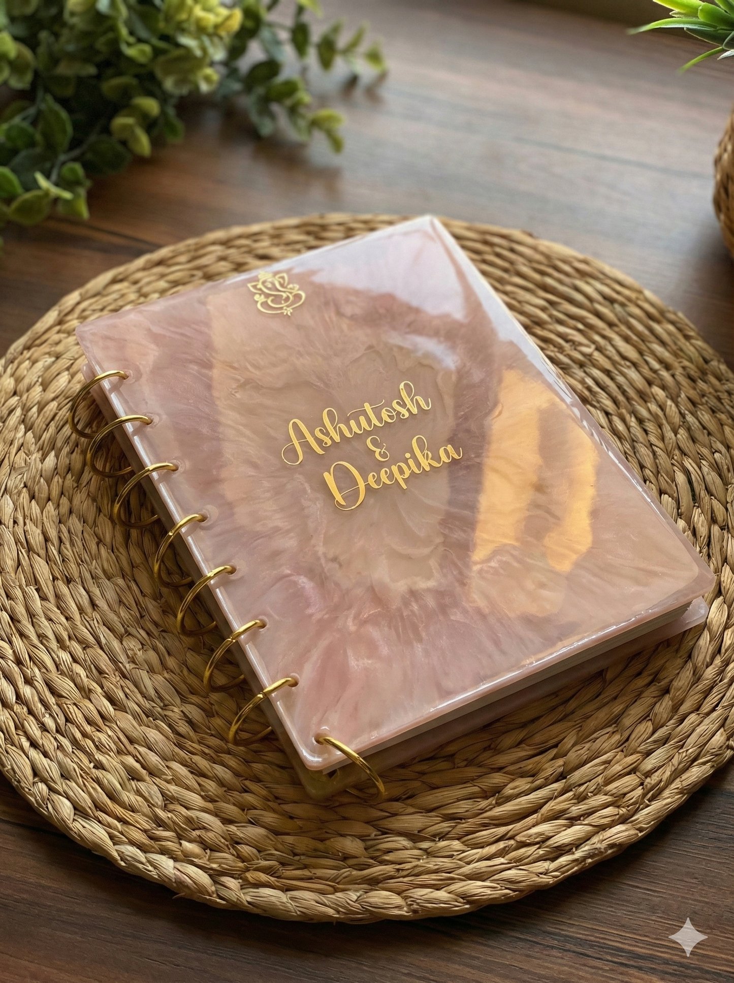 Personalized Resin Notebook | Custom Epoxy Journal with Name & Dried Flowers