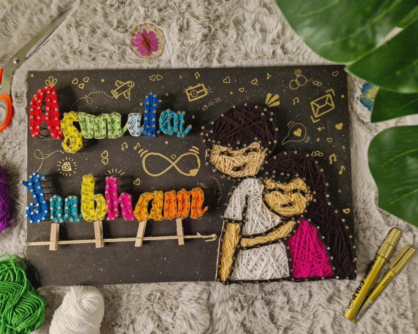 Unique Anniversary & Wedding Gift with Names & Date | Custom String Art