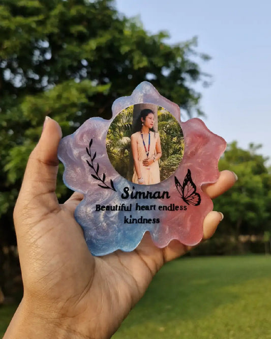 Flower-Shaped Resin Photo Frame | Personalized Floral Keepsake Gift