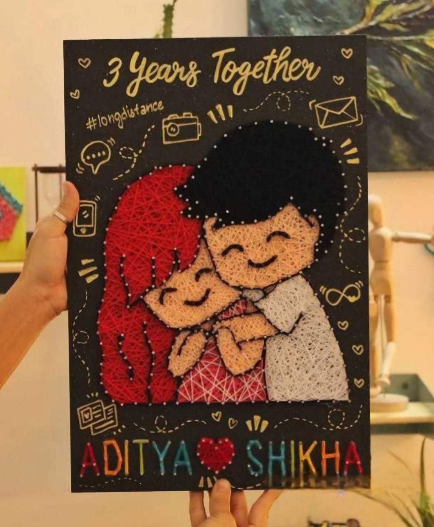 Personalized Couple String Art Anniversary Gift | Custom Relationship Milestone