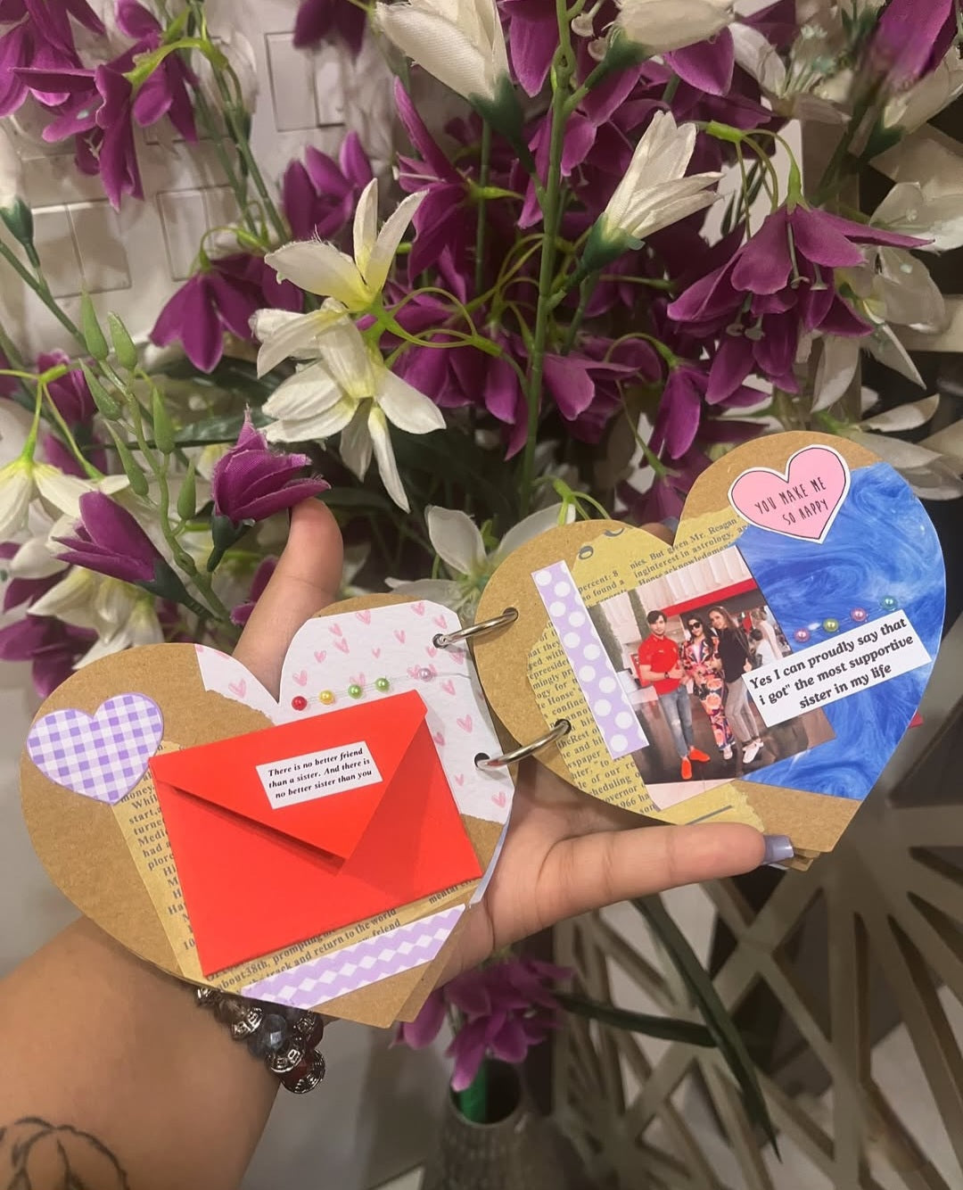 Personalized Heart-Shaped Mini Scrapbook | Custom Photo Memory Book Gift