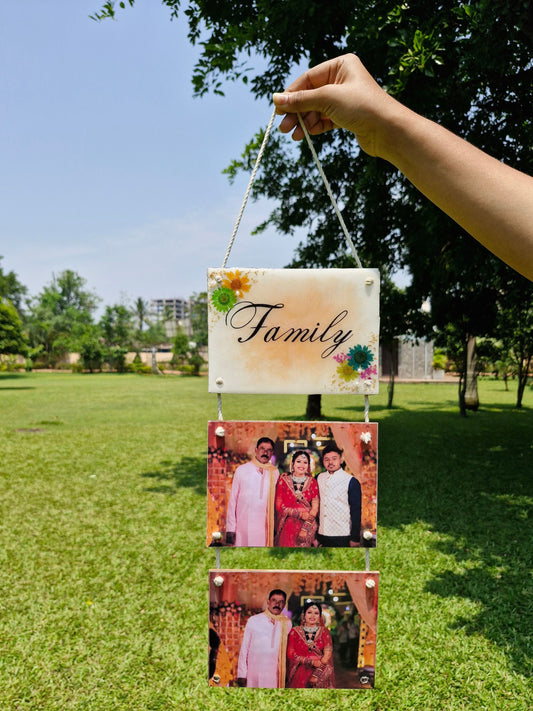 Personalized Hanging Photo Board | Custom Multi-Picture Wall Décor Family Gift