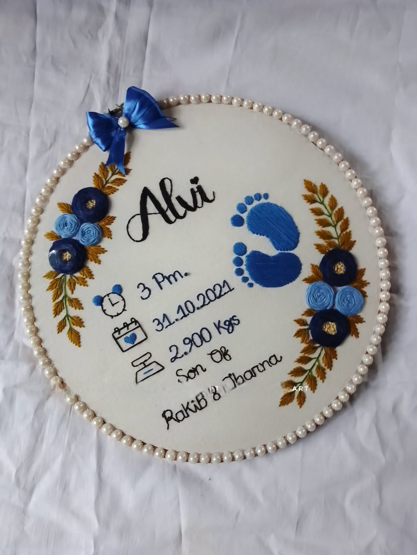 Personalized Baby Welcome Embroidery Frame | Custom Newborn Birth Gift