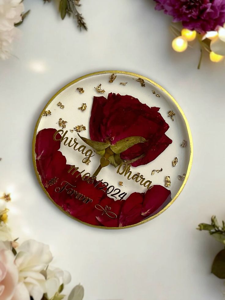 Personalized Resin Preserved Rose Coaster