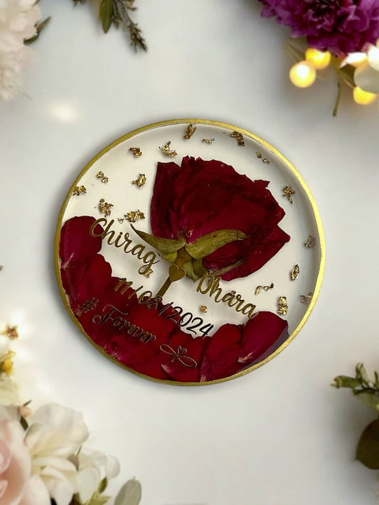 Personalized Resin Preserved Rose Coaster